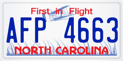 NC license plate AFP4663