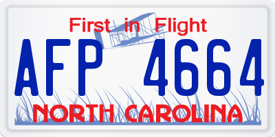NC license plate AFP4664