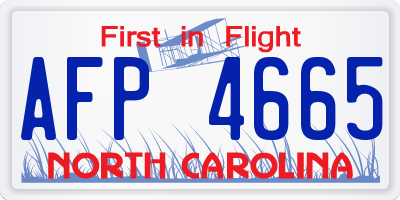 NC license plate AFP4665