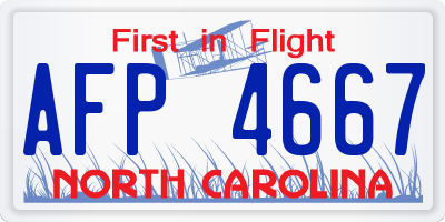 NC license plate AFP4667
