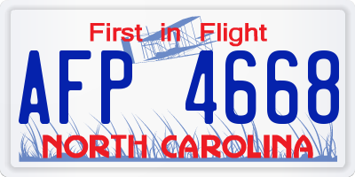 NC license plate AFP4668