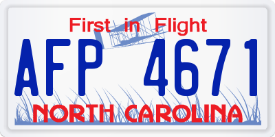 NC license plate AFP4671