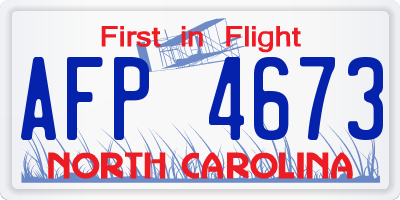 NC license plate AFP4673