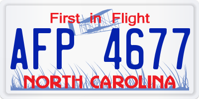 NC license plate AFP4677