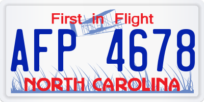 NC license plate AFP4678