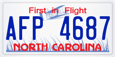NC license plate AFP4687