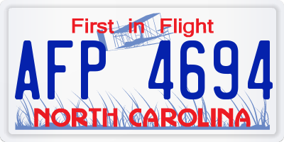 NC license plate AFP4694