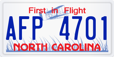 NC license plate AFP4701
