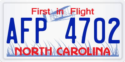 NC license plate AFP4702