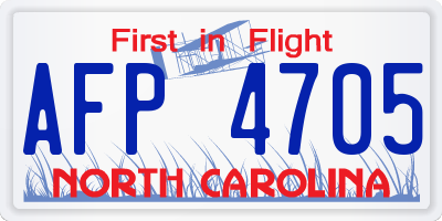 NC license plate AFP4705