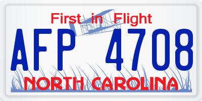 NC license plate AFP4708