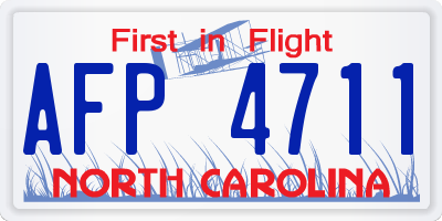 NC license plate AFP4711
