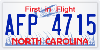 NC license plate AFP4715