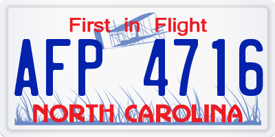 NC license plate AFP4716