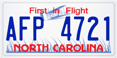 NC license plate AFP4721