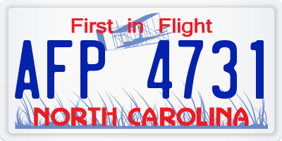 NC license plate AFP4731