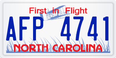 NC license plate AFP4741