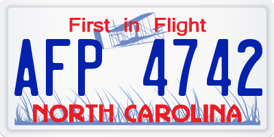 NC license plate AFP4742
