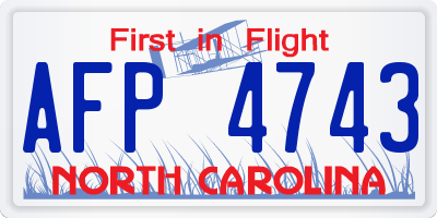 NC license plate AFP4743
