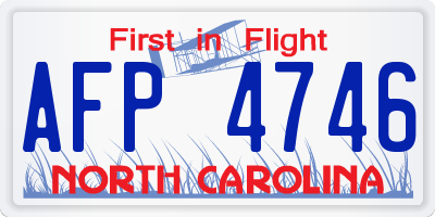 NC license plate AFP4746