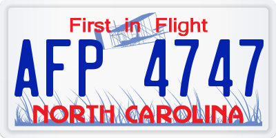 NC license plate AFP4747