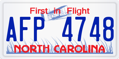 NC license plate AFP4748