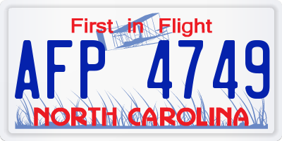 NC license plate AFP4749