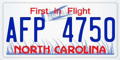 NC license plate AFP4750