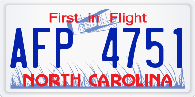 NC license plate AFP4751