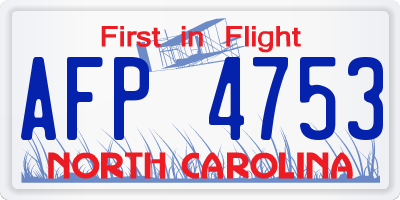 NC license plate AFP4753