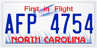 NC license plate AFP4754