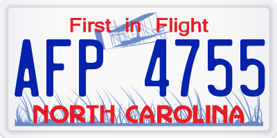 NC license plate AFP4755