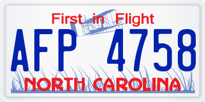 NC license plate AFP4758