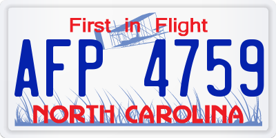 NC license plate AFP4759