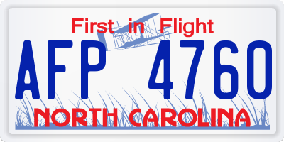 NC license plate AFP4760
