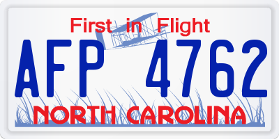 NC license plate AFP4762
