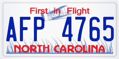NC license plate AFP4765