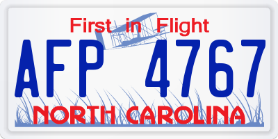NC license plate AFP4767