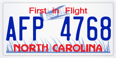 NC license plate AFP4768