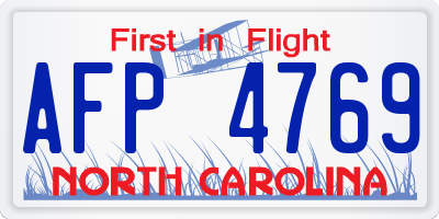 NC license plate AFP4769