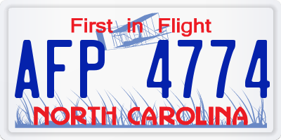 NC license plate AFP4774