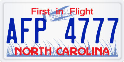 NC license plate AFP4777