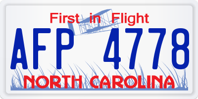 NC license plate AFP4778