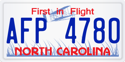 NC license plate AFP4780