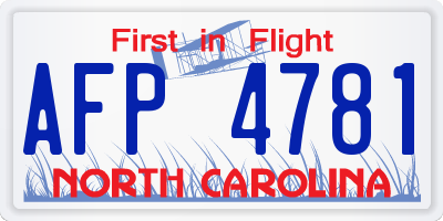 NC license plate AFP4781