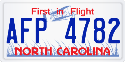 NC license plate AFP4782