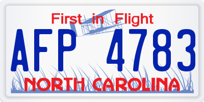NC license plate AFP4783