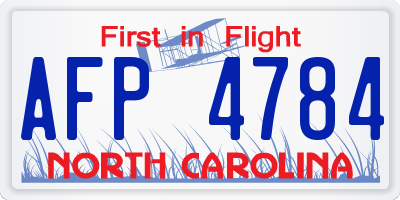 NC license plate AFP4784