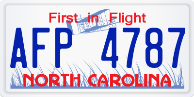 NC license plate AFP4787