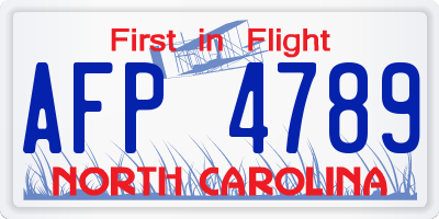 NC license plate AFP4789